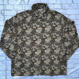 Vtg Y2K Notations Woman Blouse Button Down 16w Animal Print